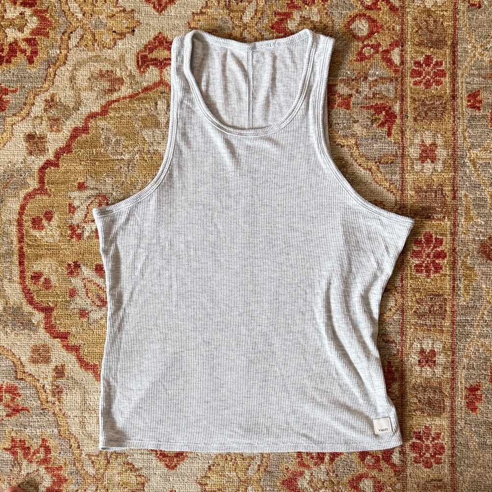 Vuori Light Gray Ribbed Tank Top